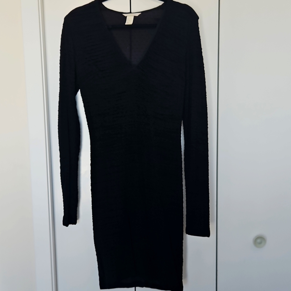 H&M Black Ruched Mini Dress